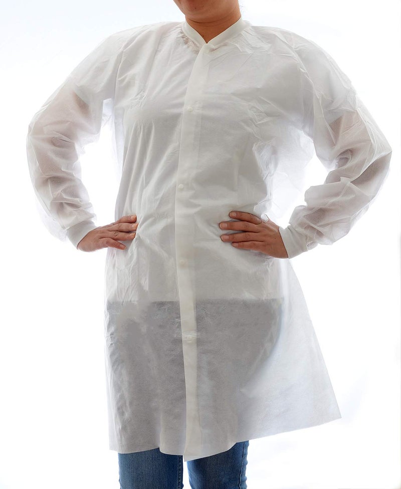 Dealmed SMS 2X-Large White Lab Coat â€“ Disposable Medical Lab Coats, No Pockets, Breathable and Durable (Pack of 10) - Image 1